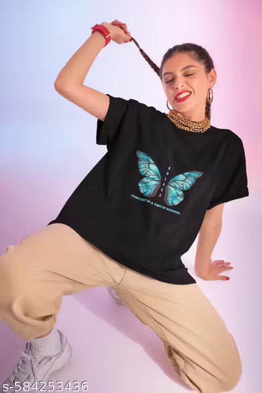 Graphic T-Shirt for Men & Women | Butterfly Print | Regular Fit Polyester Tee